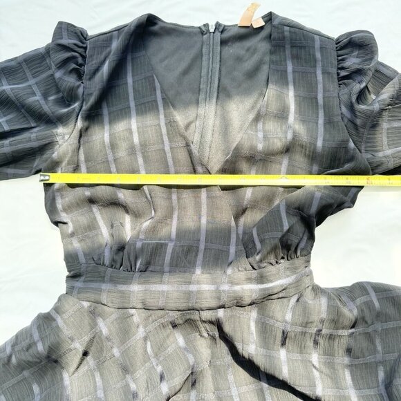 Evolutionary Apparel Romper Sheer Plaid Black Layered Lined Dark Academia Small - Picture 12 of 16